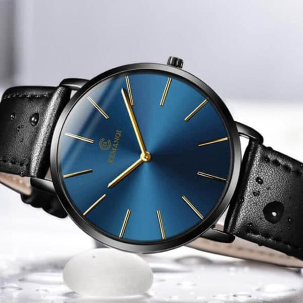 Ultra Thin luxury Men's Watch black light blue