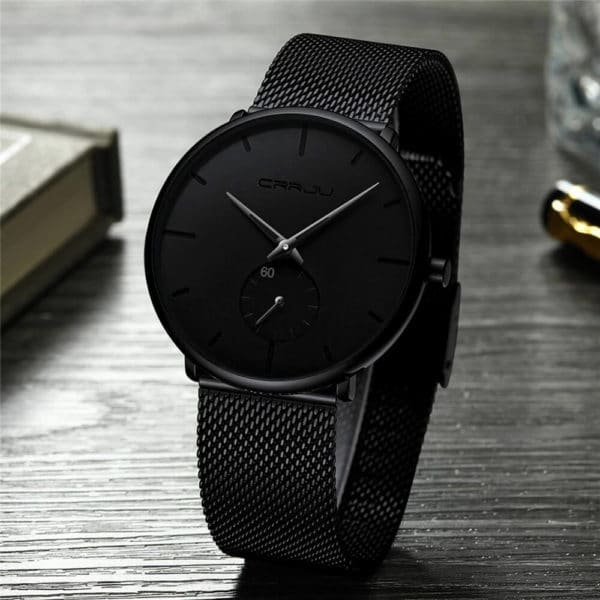 Waterproof Slim Men's Casual Watch Black Black