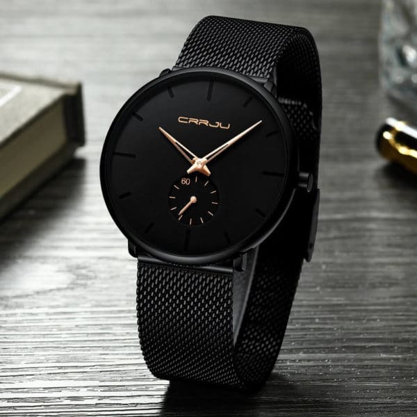 Waterproof Slim Men's Casual Watch Rose Black