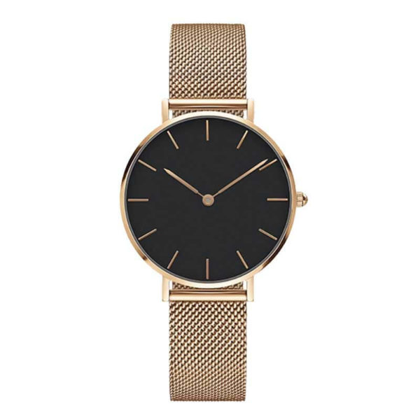 black-dial-and-gold-strap-simple-women-watch