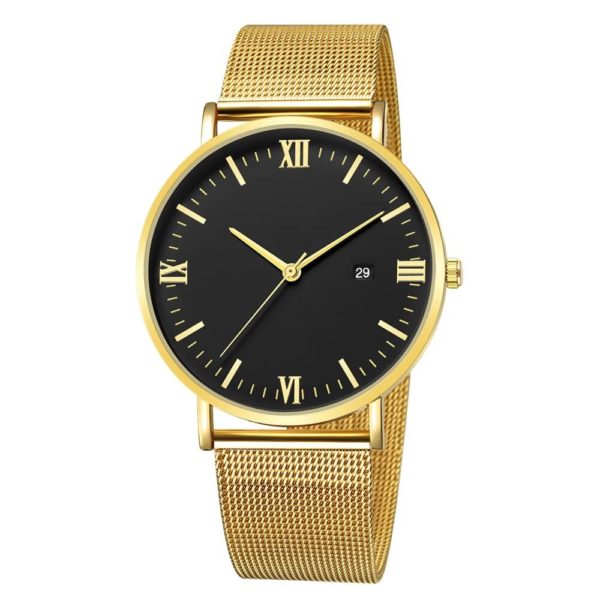 Men's Steel Dial Wrist Watch Gold and Black C